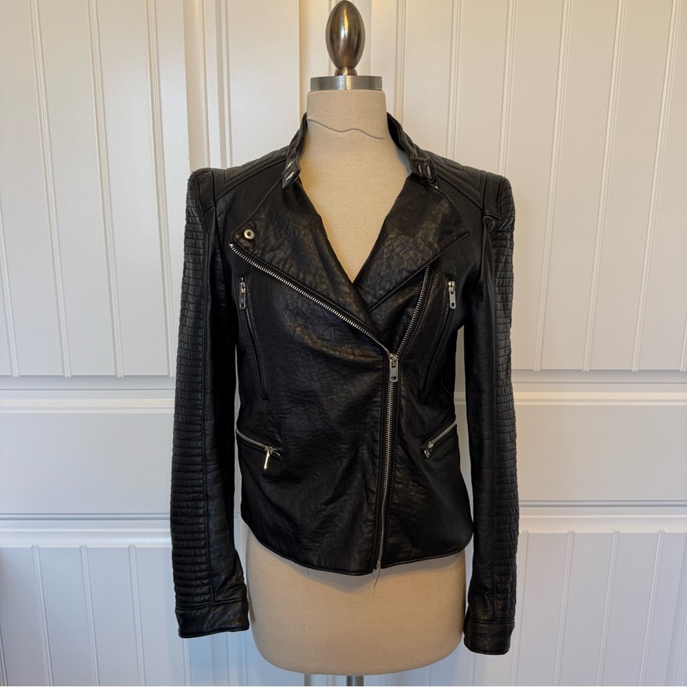 Zara Black Leather Biker Jacket